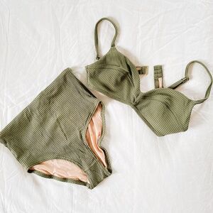 Madewell Ribbed High-Rise Two Piece Swimsuit